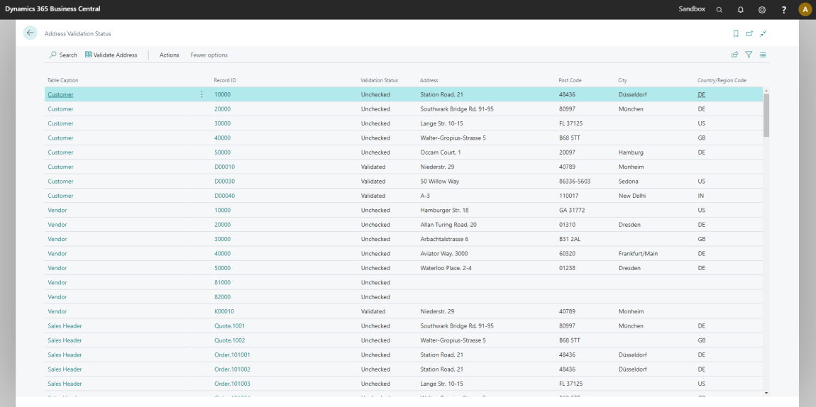 Address Validation Status