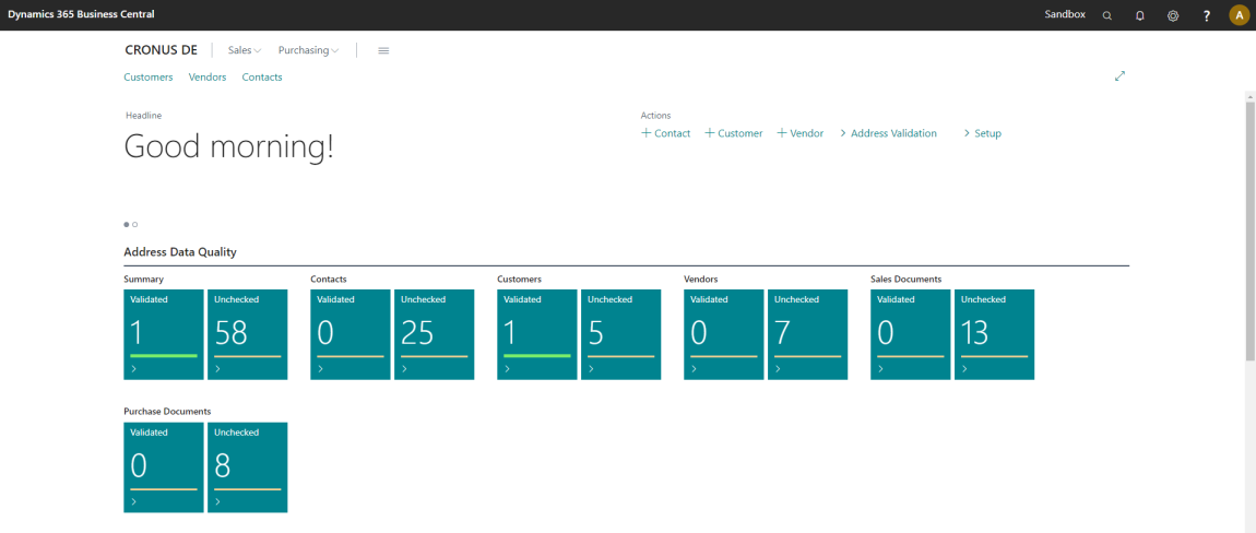 Address Validation Role Center