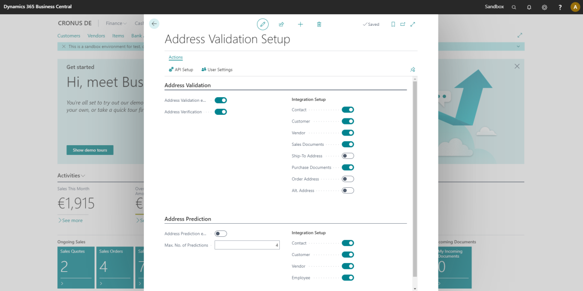 Address Validation Setup