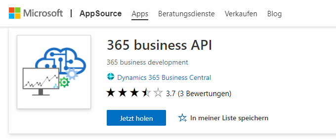 365 business API in the Microsoft AppSource