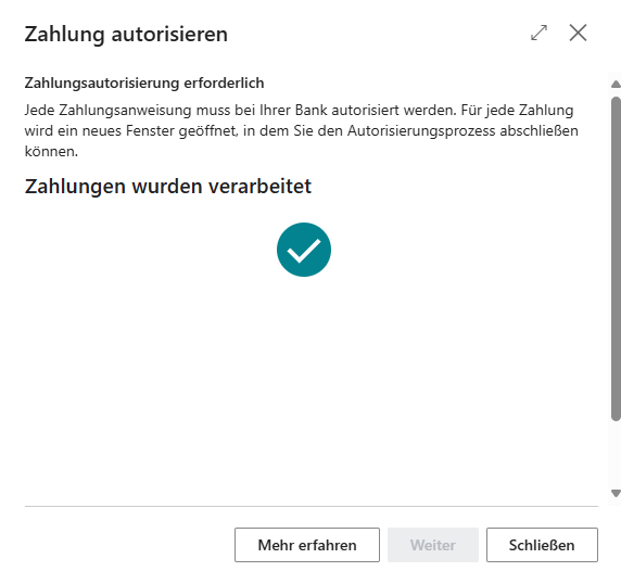 Bestätigung der Zahlung