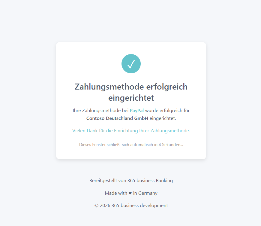 Zahlungsautorisierung erfolgreich