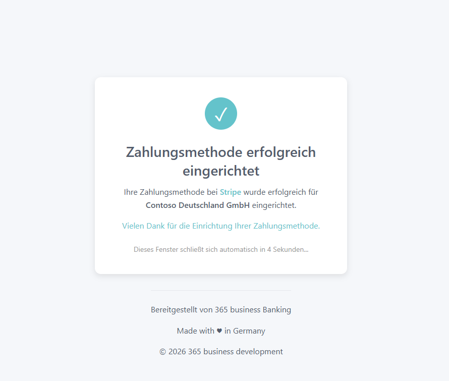 Zahlungsautorisierung erfolgreich