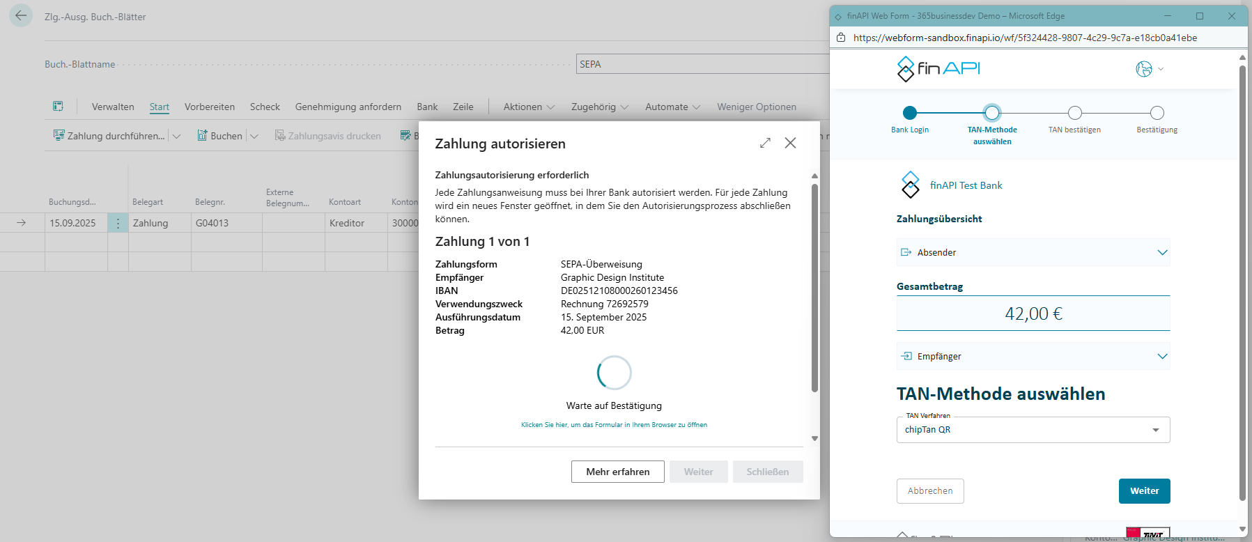 Autorisierung der Zahlung