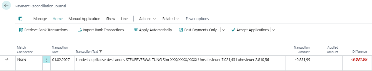 Banktransaktionszeilen aufteilen