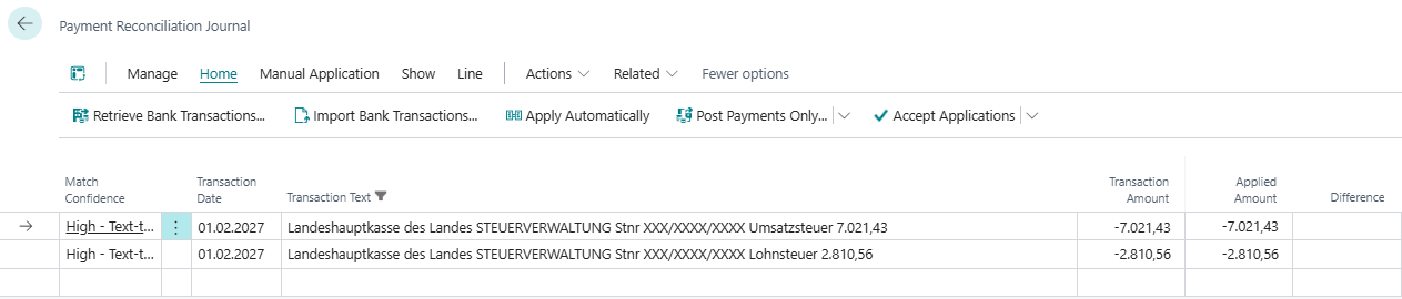 Banktransaktionszeilen aufteilen