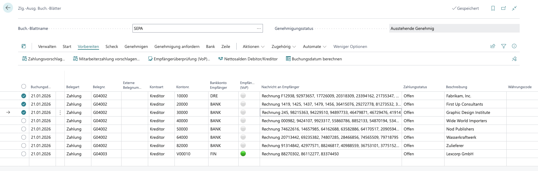 VoP Status im Zlg.-Ausg. Buch.-Blatt