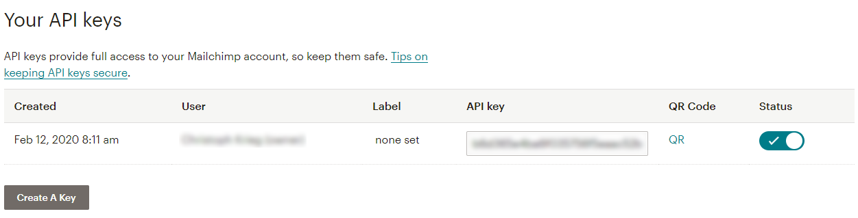 Mailchimp - Your API Keys