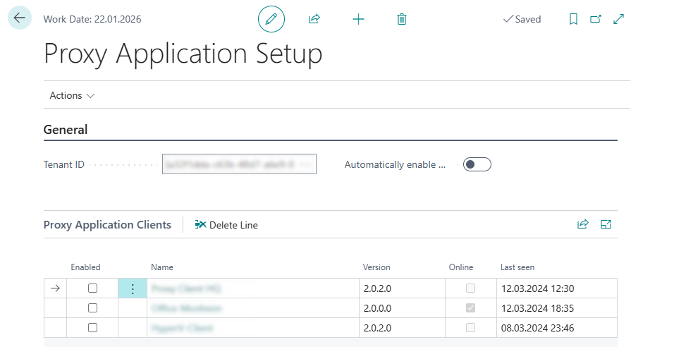 Proxy Application Setup